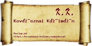 Kovásznai Kálmán névjegykártya